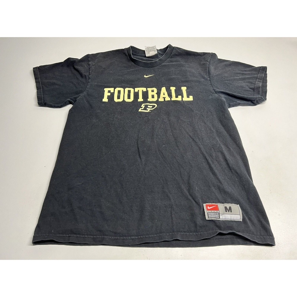 Nike Purdue College Football T-Shirt Center Swoosh Engineered Size M Black Vtg